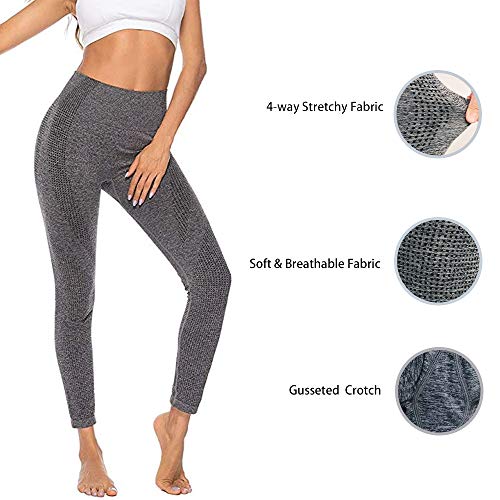 Manufacture Women\'s High Waist Yoga Pants Workout Tummy Control Gym Yoga Seamless Leggings Gray