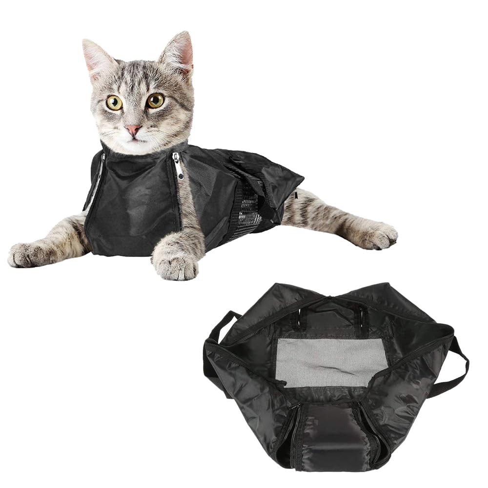 Esenlong Grooming Bag,Mesh Shower Bag for 15-25 Lb Cats,Cat Grooming Bag for Cat Carrying, Dental Cleaning, Injections, Examinations And Etc