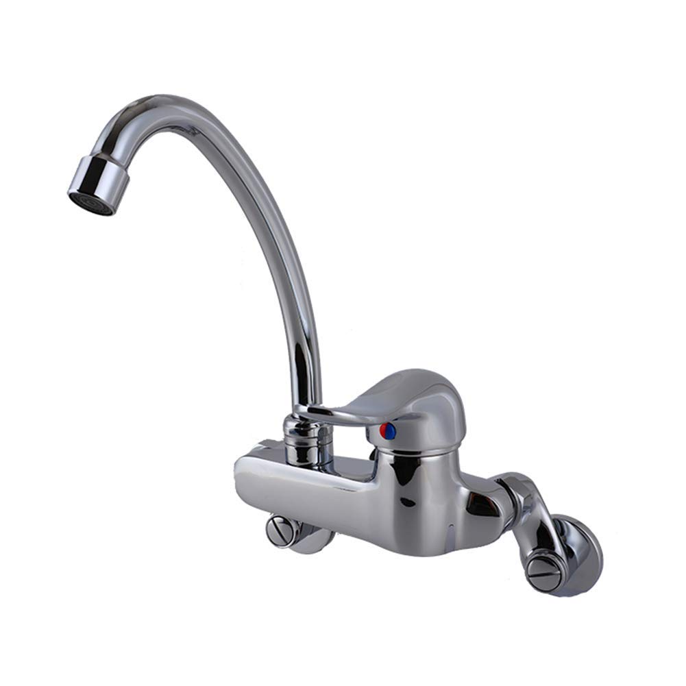 Kitchen Single Handle Mixer Taps POUGEO Wall Monted Brass Commercial Sink Faucet 8 Inch Swing Spout,Bathroom Sink Taps