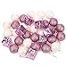 Juvale 35-Pack Christmas Tree Decorations - Glittery Xmas Ornaments in 3 Assorted Ball and Gift Box Designs - Perfect Festive DecorEmbellishments, Pink and White