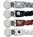 Toddlin' Tots 5-Inch Leash Leather Stainless Steel Pacifier Clips, Pack of 4