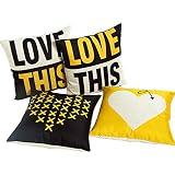 HOSL PSD03 Merry Christmas LOVE Series Cotton Linen Square Decorative Sofa Bedroom Throw Pillow Case Cushion Cover (Set of 4)