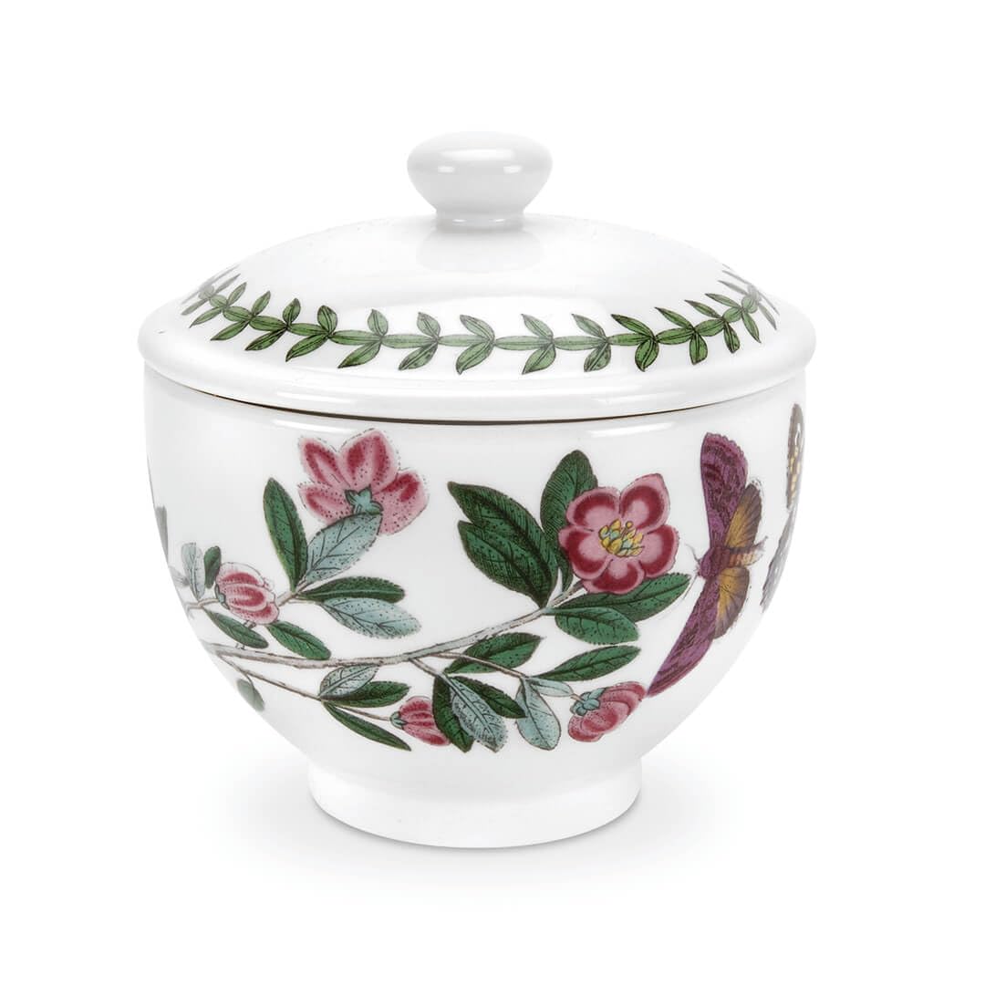 Portmeirion x Botanic Garden Covered Sugar Bowl - Floral Design Sugar Pot, Durable Earthenware, Dishwasher, Microwave & Freezer Safe, Suitable for Everyday Use