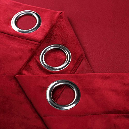 RHF Super Soft Velvet Curtain - Solid Matt Heavy Velvet Curtain-Drape Panel Super Soft Handfeel Luxury Nickel Grommet Curtains for Living Room / Bedroom / Home Theatre (W50 x L84 inches: Burgundy)