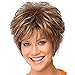 YIMANEILI Wigs for White Women Short Brown Wig Slightly Curly Synthetic Full Wig Natural Daily Hair Wigs with Wig Cap (Brown Mixed Blonde) YM013