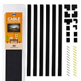 Simple Cord Black Cable Concealer On-Wall Cord Cover Raceway Kit - Cable Management System to Hide Cables, Cords, or Wires - Cord Organizer for TVs and Computers at Home or in The Office