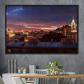 signwin Framed Canvas Wall Art City Illuminations Aerial...