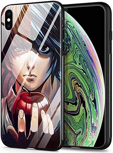 for iPhone XR Case, Tempered Glass Back Cover Soft Silicone Bumper Phone Case YZ-21 Death Note