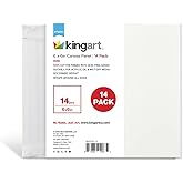 KINGART White 6" x 6" Artist Canvas Boards, Value Pack of 14 Rectangular Panels, Gesso Primed - 100% Cotton, Art Supplies for Oil and Acrylic Painting