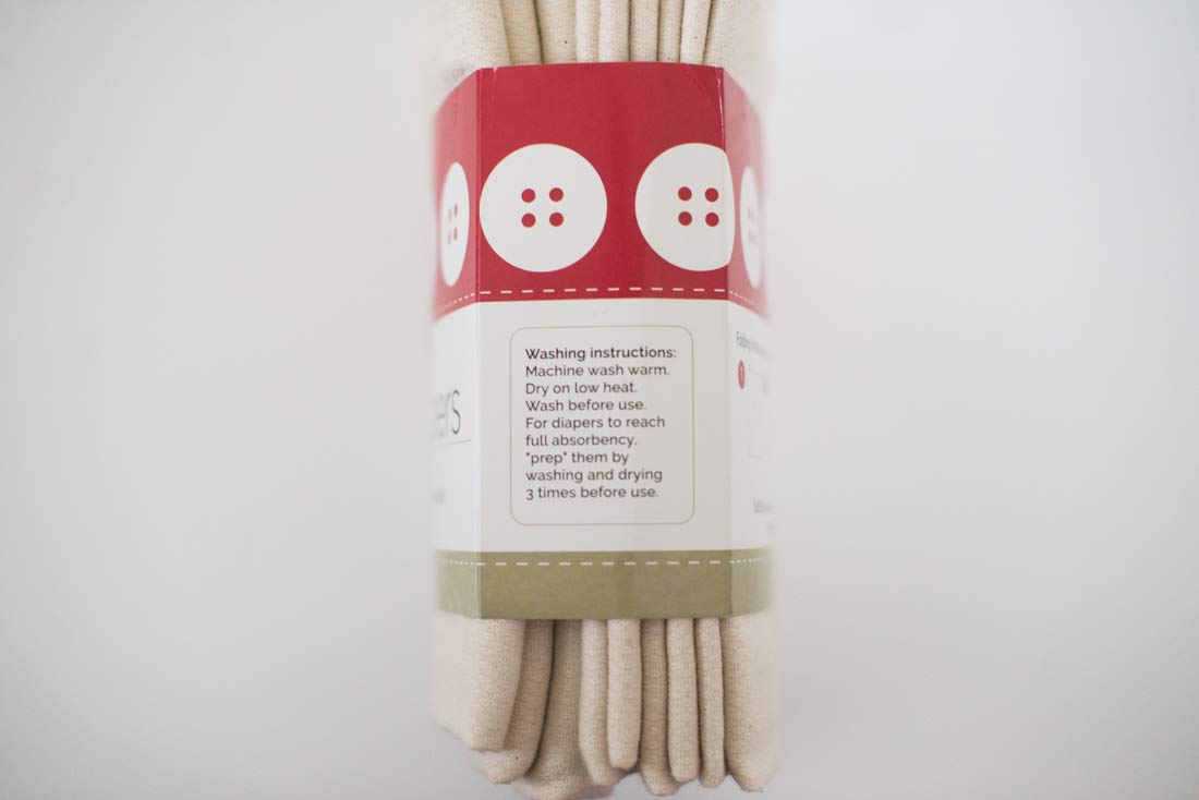Buttons Unbleached Organic Cotton Birdseye Flat Diapers - 6 Pack