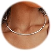 Sanfenly Choker Collar for Women 14K Gold Plated Silver Stainless Steel Metal Collar Choker Necklace Statement Open Cuff Bangle Necklace for Women