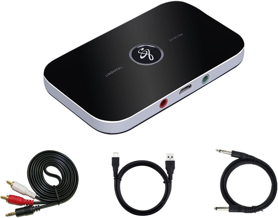 Bluetooth Transmitter Receiver, 2-in-1 Wireless 3.5mm Audio Adapter for TV/Home/Car Sound System, Headphones, Computer/PC