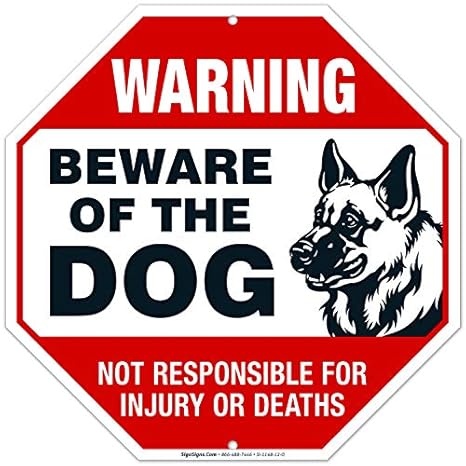 Beware of Dog Sign German Shepherd, Dog Warning Sign, 12x12 Octagon