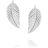 Tooliks - Tiny Delicate Leaf Earrings – Dainty Sterling Silver Earrings for Women – Minimalist Lightweight Stud Earrings – Nature Inspired Jewelry Gift (sterling silver)
