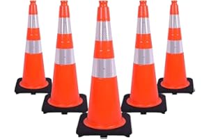 Premium 5 pcs Traffic Cone PVC cm 28" 7 Lbs 3.2 kg Reflective | Highly Visible Safety Cone for Road Traffic Control and Const