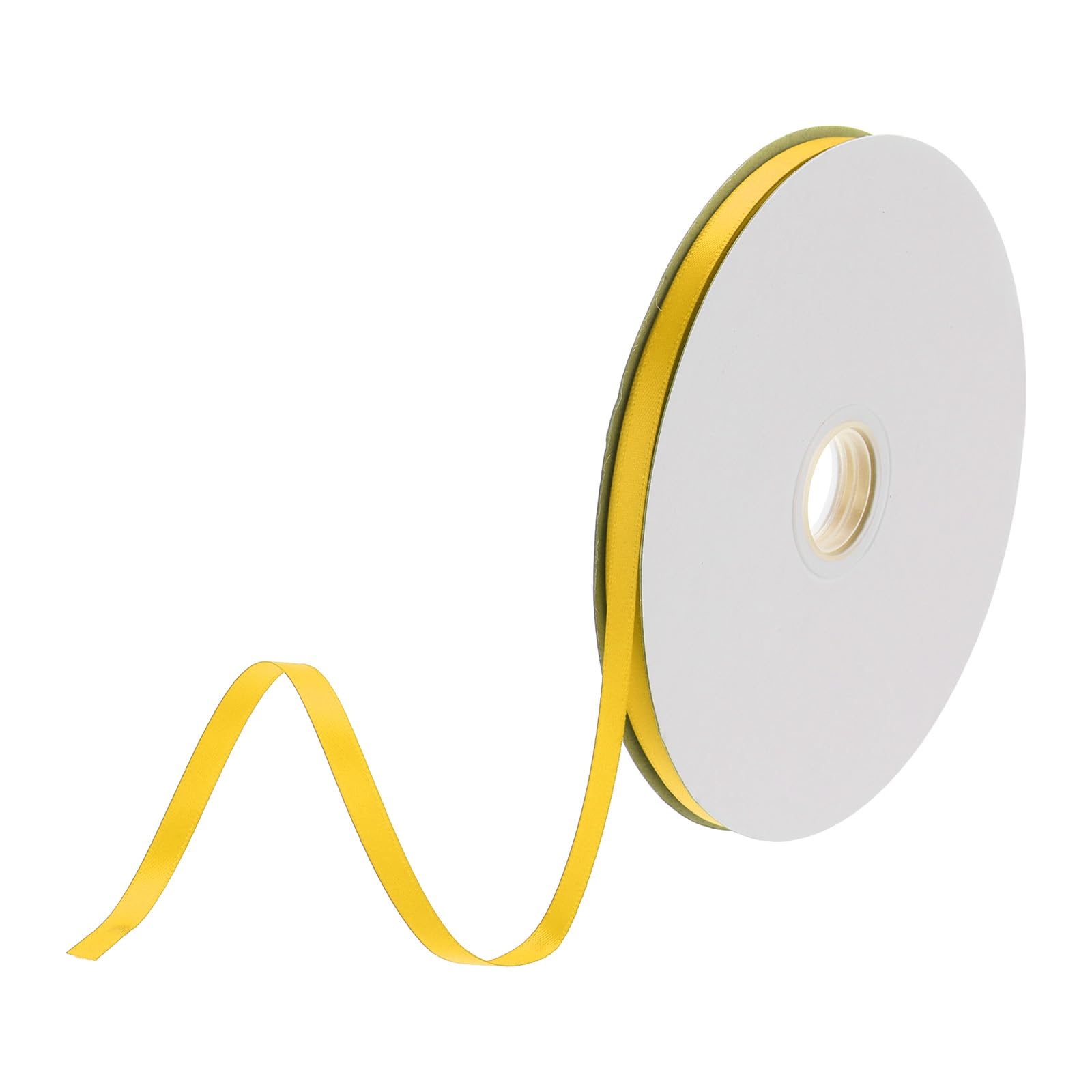 DMiotech 6mm Satin Ribbon 64m/210ft Thin Double Face Fabric Grosgrain Ribbon for Gift Wrapping Floral Hair Flower Bouquet, Olive Yellow