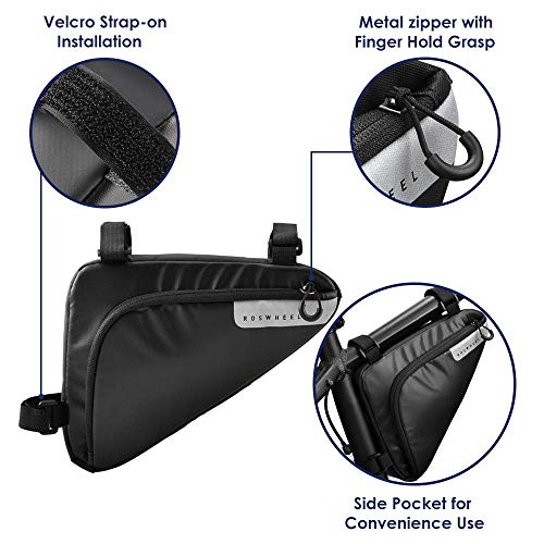 AutoWT Bike Frame Bag, Bicycle Triangle Bag Front Tube Water Resistant Waterproof Cycling Pack Strap-On Saddle Pouch Storage Bag for Mini Bike Pumps Repair Tools Road Mountain Bike(1.5L)