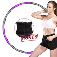 ABDQPC Fitness Exercise Weighted Hula Hoop, 8 Stitching Fitness Equipment with Waist Trainer Belt Hoop (PurpleGray)