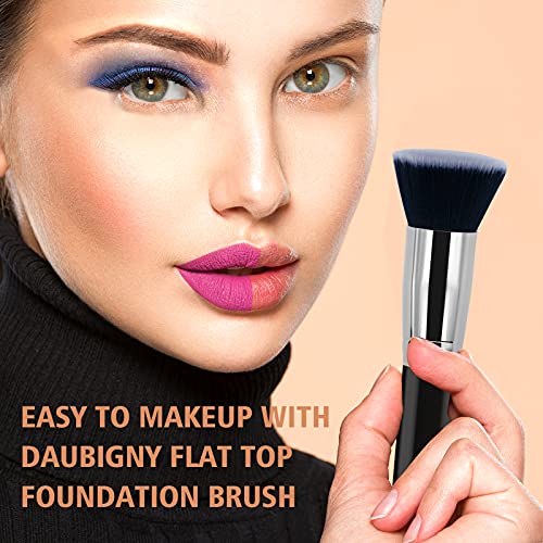 Makeup Brush Daubigny Flat Top Foundation Brush for Liquid Makeup Premium and Professional Make Up Foundation Brush Perfect for Mineral Foundation Highlight Flawless Powder Buffing Blending (Black)