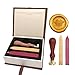 Wax Seal Kit, Botokon 1 PCS Bee Wax Stamp + 2 Pcs Wax Seal Sticks with Wicks (Wine Red and Gold) Gift Box Set, Great Embellishment of Cards, Envelopes, Wedding Invitations, Wine Packages, Gift Idea