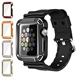 Apple Watch Case Series 1 Series 2, iitee 42mm iWatch Universal Full Armor Case with Connected Apple Watch Band Strap and Screen Protector (5-in-1 kit) (Wireless Phone Accessory)