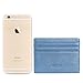 MEKU Slim Front Pocket Leather Wallet Business Credit Card Case Sleeve Minimalist Wallet with ID Window Blue