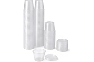 [200 Sets] 1 oz. Plastic Jello Shot Cup Containers with Snap on Leak-Proof Lids, Jello Shooter Shot Cups, Compact Food Storag