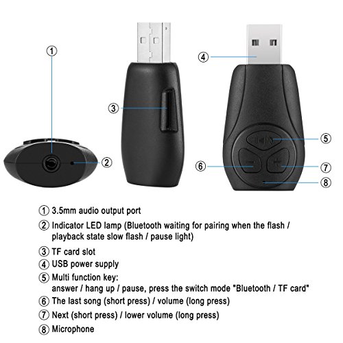USB Bluetooth 4.1 Receiver Adapter for Car Audio Stereo/Speaker/Headphone Music Car Stereo Receiver Adapter - Thumbnail 5