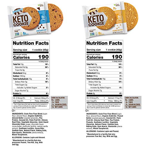 Lenny & Larry's Keto Cookie Variety Pack, Chocolate Chip and Peanut