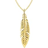 Hawaiian Silver Jewelry Dainty Feather Pendant Necklace - 18-Inch Sterling Silver Feather Necklace - 925 Sterling Silver