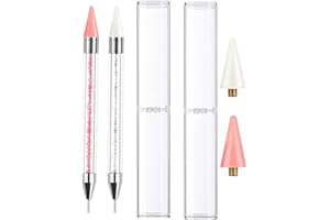 Lishae 2PCS Dual-Ended Nail Rhinestone Picker Tool, Wax Tip Pencil Pick up Applicator, DIY Nail Dotting Pen, Nail Art Pen for Gems, Stones, Crystals, Nail Accessories for Manicure