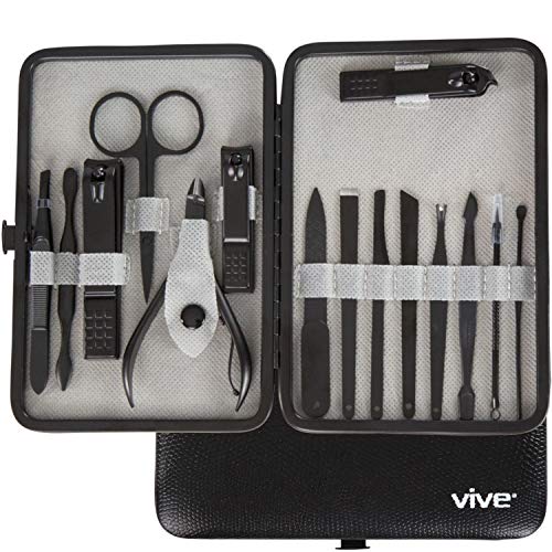 Vive Nail Clipper Set (15 Piece) Manicure Repair Tools for Grooming