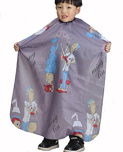 ColorfulifeÂ® Child Hair Cutting Waterproof Cape Wai Cloth Barber Kids Hair Styling Cape Professional Home Salon Camps & Hairdressing Wrap Children Cartoon Men Hairdresser Pattern Capes (Grey)