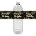 Black and Gold 75th Birthday Party Water Bottle Labels - 20 Stickers