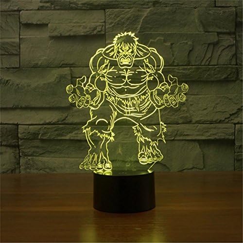 3D Optical Illusion Lamp,LED night Light USB Touch Night Light Button Hulk Panel Model LED Lamp-7 Color Change for kid bedroom nightlight