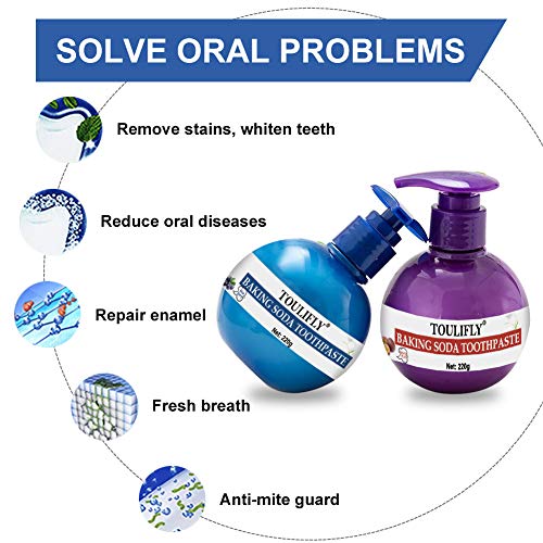 Whitening Toothpaste,Baking Soda Toothpaste,Teeth Whitening Toothpaste,Intensive Stain Removal Whitening Toothpaste,Strengthening Toothpaste Fight Teeth Bleeding Gums Stain 2 Pcs - Thumbnail 2
