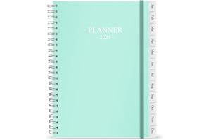NOKINGO 2025 Planner - Weekly & Monthly Planner Runs January 2025 to December 2025, 6.25" x 8.25", 12 Monthly Tabs, 14 Notes Page, Inner Pocket, Flexible Cover with Twin-Wire Binding, Planners 2025, Teal
