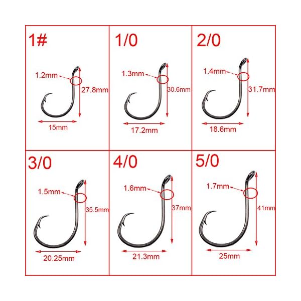 Croch-150-Pack-Octopus-Circle-Hooks-6-Size-1-10-20-30-40-50