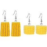 coadipress 2 Pairs Corn Earrings for Women Funny Creative Resin Corn Earrings Handmade Simulate Lifelike Corn Food Earrings 3D Candy Corn Earrings Thanksgiving Day Holiday Earrings Jewelry