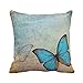 Blue Butterflies Throw Pillow Case Cushion Cover Fashion Home Decorative Pillowcase Gift 16x16 Twin Sides