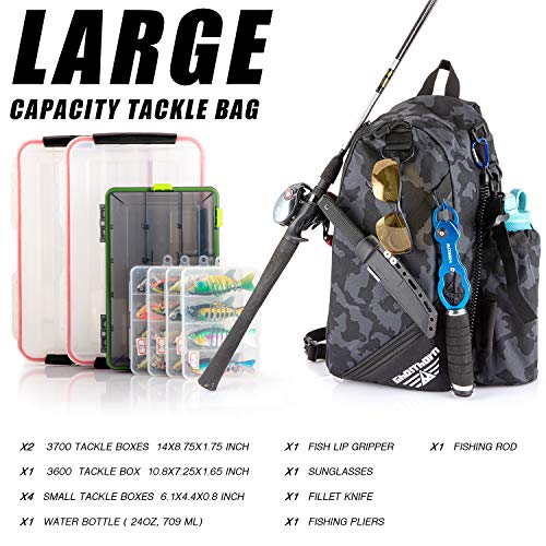 Fishing Tackle Bag with Rod Holder Tackle Box Large Storage Backpack