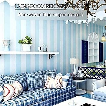 Aleertm Band Moderne Wand Tapete Blau Gestreift Im Mittelmeer Uber Die Art Material Vlies Wand Amazon De Kuche Haushalt
