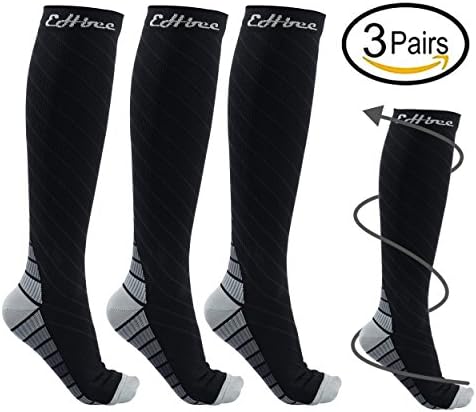 EHbee 3 Pairs Compression Socks Pack (20-30 mmhg) for Women &amp; Men by, Graduated Compression Stockings for Running, Nurses, Flight Travel, Skiing &amp; Maternity Pregnancy