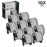 LD Compatible White Paper Tape Replacements for Brother DK-2205 2.4 inch x 100 feet (10-Pack)