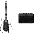 Donner HUSH X PRO Electric Guitar Kit - Smart Travel Guitar with Dozens of Preset Combinations, 7 Tone Sim Options, Black and DA-10 Guitar Amp