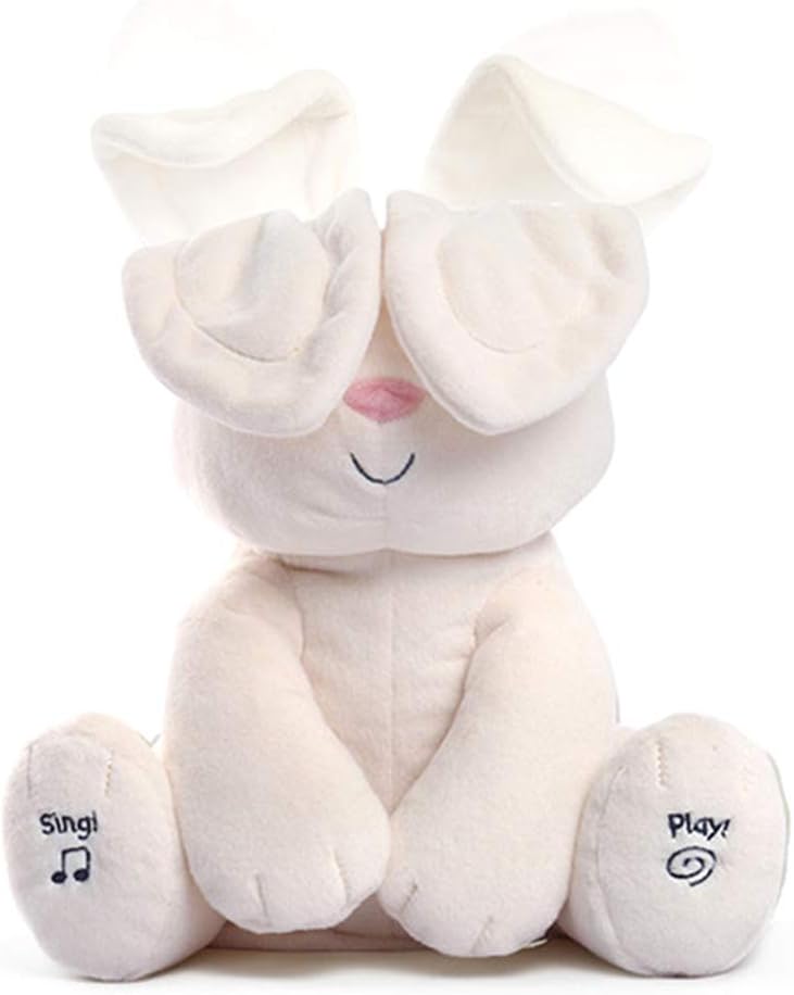 BSTOB Electric Peek-A-Boo Singing Rabbit Plush Doll, Electric Peek-A-Boo Singing Rabbit Plush Doll Stuffed Animals Cartoon Bunny Plush Doll Toys 006#