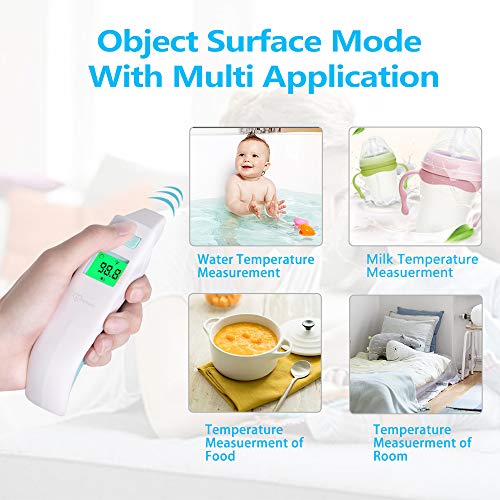 Digital Infrared Ear Forehead Thermometer No Touch for Adult Kids Baby Non Contact Thermometer Temperature Gun for Humans with Fever Alarm & 3 Colors Backlight