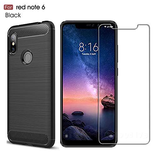 Xiaomi Redmi Note 6 Pro Case/Redmi Note 6 case,with Xiaomi Redmi Note 6 Pro/Redmi Note 6 Screen Protector. MYLB (2 in 1)[Scratch Resistant Anti-Fall] Fashion Soft TPU Shockproof Case (Black)