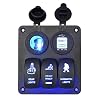 Paymenow-12V-Cigarette-Socket-3-Gang-Waterproof-Double-USB-Power-Charger-Adapter-Flush-Mount-Car-Auto-Boat-Marine-LED-Rocker-Switch-Panel-Circuit-Breakers-for-RV-Car-Boat