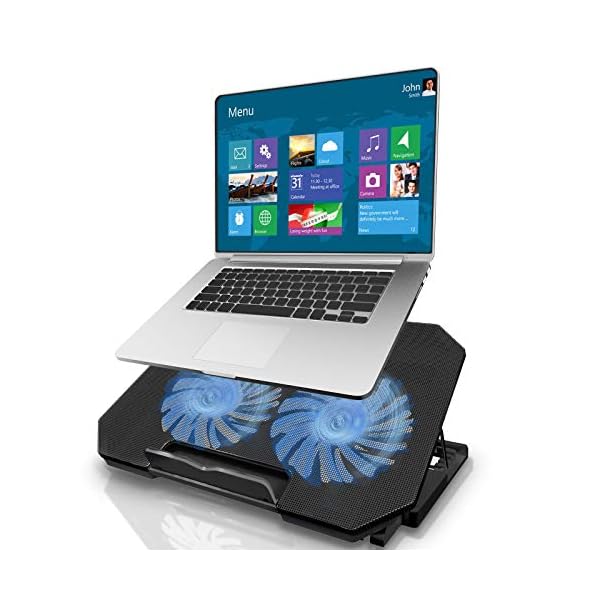 Tendak Laptop Cooling Pad, Laptop Cooler Cooling Pad, Laptop Cooling Bracket, with Two Turbo Fans, 2 USB Ports, 5…